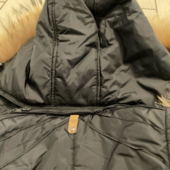 Mackage winter mid length coat with belt authentic fur on hood. Size XS